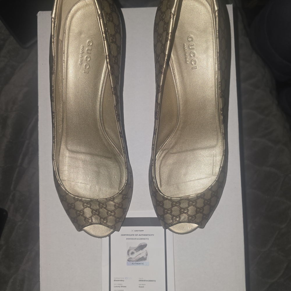 Gucci Women's Gold Peep-Toe Shoes